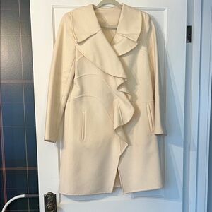 Valentino Cream Ruffle Trench Coat
